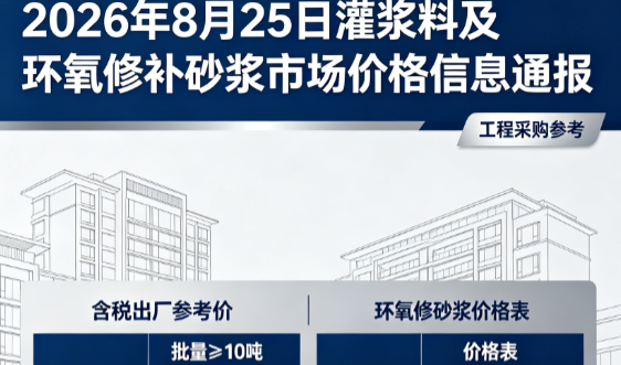 芮城2026年8月25日灌浆料及环氧修补砂浆市场价格信息通报